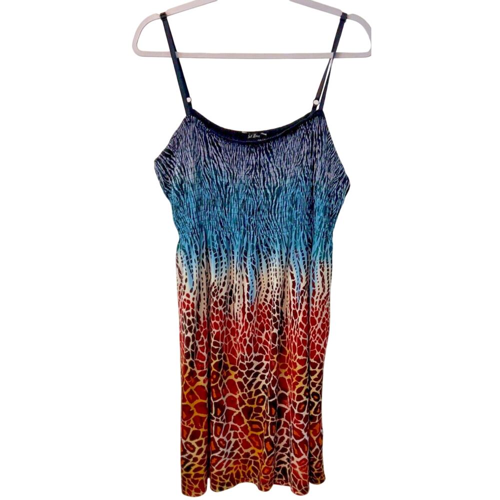 CLEARANCE Dress Women Plus Size 3x Sundress Smocking Adj Spaghetti Straps Boho